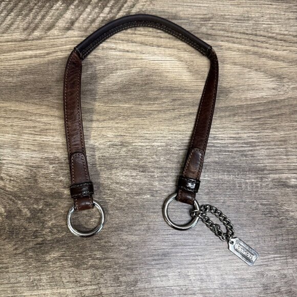 Coach Brown Leather Replacement Strap with Silver Fob Keychain - Picture 2 of 5